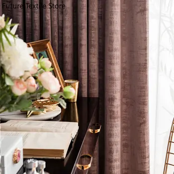 Легкие шторы роскошной виллы из бархатной ткани с хаотичным рисунком, занавеска с темным рисунком, розово-зеленые Шторы для Гостиной, столовой, спальни