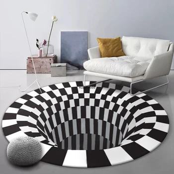 3D-иллюзия вихря, ковер на заднюю панель, скандинавские современные круглые коврики с черной дырой, геометрический противоскользящий коврик для гостиной, декор комнаты, домашние коврики