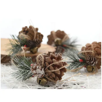 DIY Pinecones 4ШТ Рождественские подвески из сосновых шишек, Подвеска для декора Рождественской елки, Мини-украшения для фестивальной вечеринки, Новогодние аксессуары