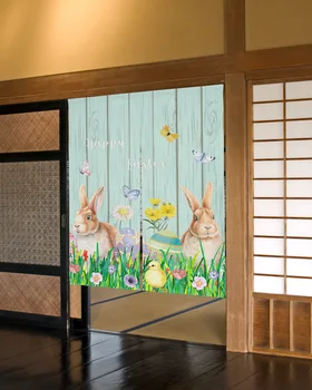 Пасхальный кролик Бабочка Цветок Деревянная дверная занавеска в японском стиле для кухни Декоративная занавеска для спальни