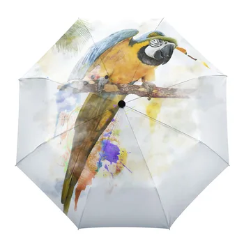 Попугай, Животное, Лист, Крапчатое Облако, Автоматический Складной Зонт из восьми костей, Защита от дождя, Защита От Ветра, Защита от дождя На открытом воздухе
