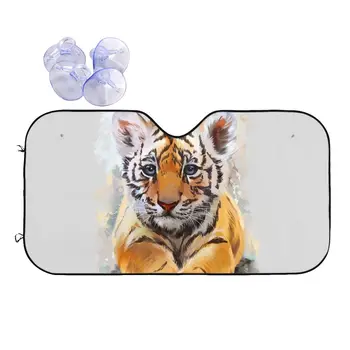 Tiger Baby Tiger Универсальный Солнцезащитный Козырек, Ветровое стекло, Любители животных, Автомобильное окно, Ветровое стекло, защита от льда и пыли