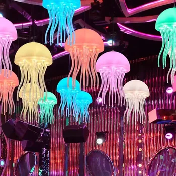 Изменяющаяся в RGB подсветка на гирляндах в виде медуз, подвесная елка, уличная гирлянда в виде медуз, садовые гирлянды-сферы для декора веранды и патио