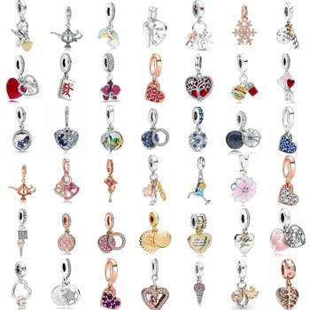 Новые модные классические бусины Charm Rose Love Life Tree Подходят для женских браслетов Pandora, ювелирных изделий, подарка на день рождения