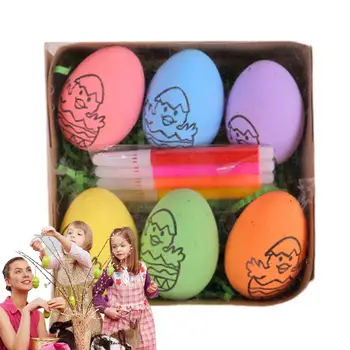 Набор для рисования пасхальных яиц для детей, 6 шт., набор для украшения пасхальных яиц, сделай САМ, Набор для украшения пасхальных яиц, подарок с 6 маркерами, Пасхальное яйцо
