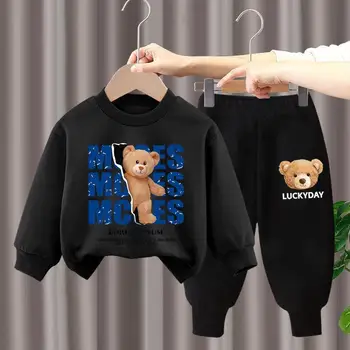 Осенний комплект одежды для маленьких мальчиков и девочек, детский свитер с надписью 
