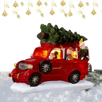 Мини-Рождественская елка, Красный грузовик с подсветкой, Красный грузовик, украшение для вечеринки на крыльце, Красный Фермерский пикап, Украшение для дома на Рождество