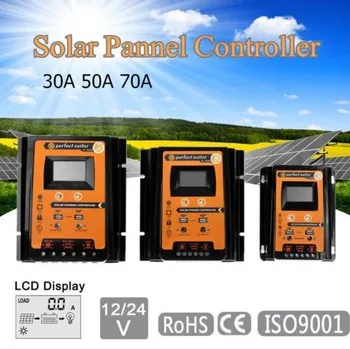 Солнечный контроллер заряда 30A Контроллер панели солнечных батарей с регулируемым ЖК-дисплеем 12 В/24 В Регулятор заряда батареи панели солнечных батарей с USB-портом