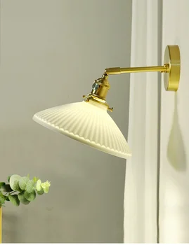 Современная Скандинавская Керамическая Настенная Зеркальная Лампа Beisde Light для Спальни Гостиной Кабинета Латунное Настенное Бра Японская Светодиодная Лампа-Палочка