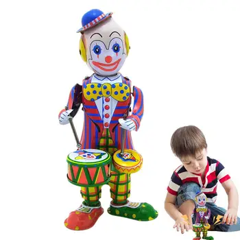Заводная кукла-клоун, настольное украшение, фигурка Клоуна, игрушка-барабанщик, праздничные подарки, домашний декор в стиле ретро, клоун-барабанщик, бары, кофейни