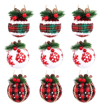 9ШТ Украшений для рождественских шаров, Рождественский шар, 3,15-дюймовые шарики в рождественскую клетку, подвески для рождественского декора A