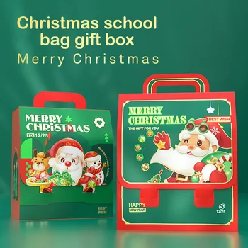 Креативная форма школьного ранца, Рождественский подарочный пакет, Бумажный упаковочный пакет для яблочных закусок, Милые рождественские украшения в виде Лося, Снеговика, Санты.