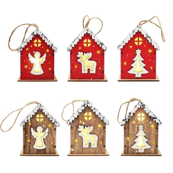 Рождественский светодиодный светильник, деревянный дом, светящаяся кабина, Веселые Рождественские украшения