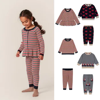 Осенний комплект одежды для мамы и детей, комплект одежды для маленьких девочек 2023, топы с длинными рукавами + брюки, детский спортивный костюм, наряды